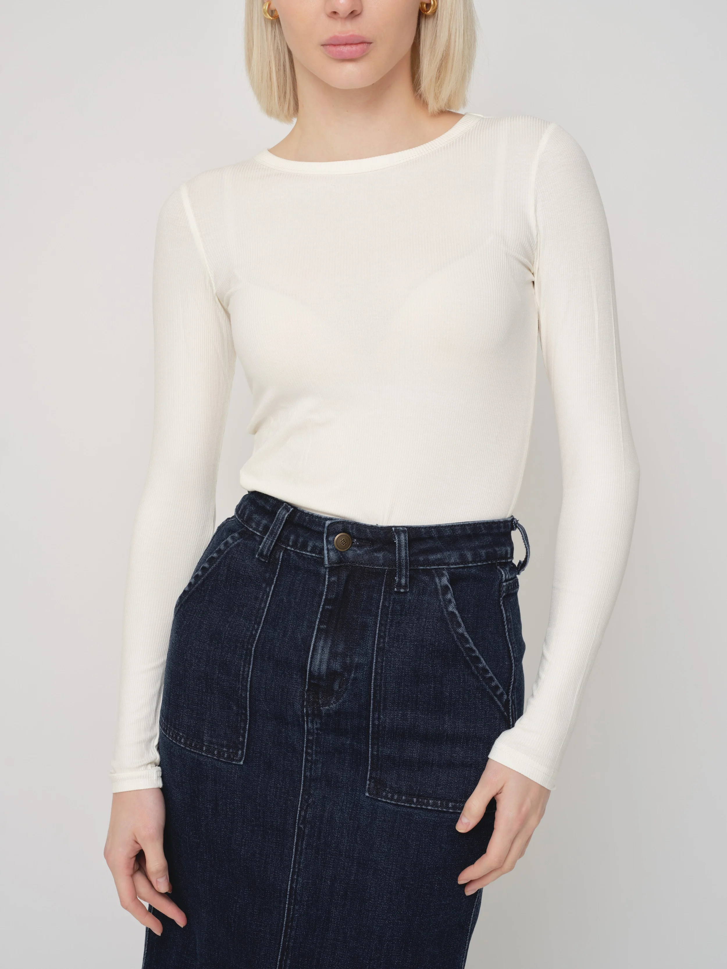 Basic Soft Rib Long Sleeve Crewneck - Image 15