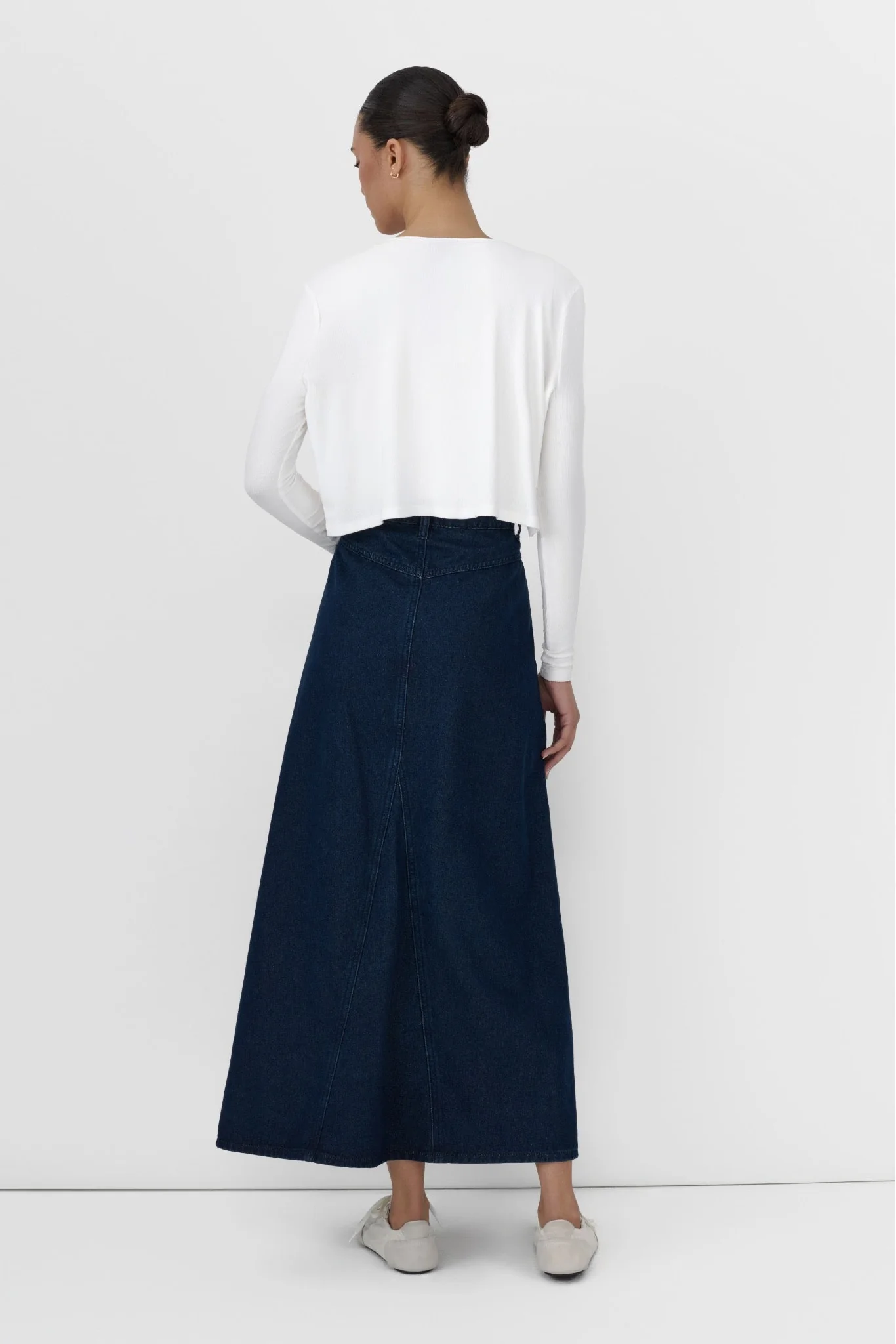 Denim A-Line Yoke Skirt - Image 3